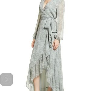 WAYF Meryl Floral Long Sleeve Wrap Gown
